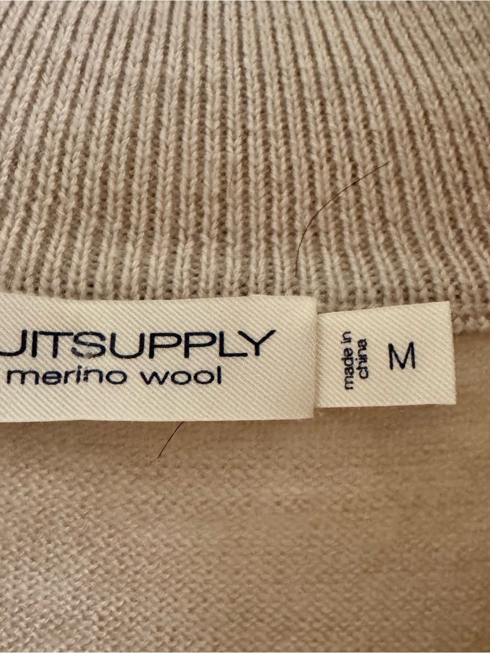Suitsupply Men's Tan Merino Wool Quarter-Zip Sweater - Picture 3 of 6